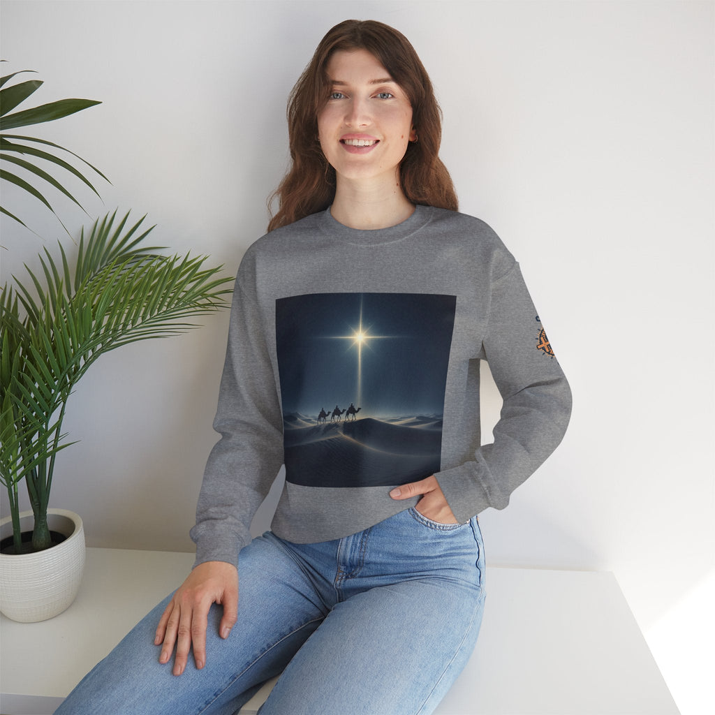 3 Wise Men Sweatshirt – Magi Camels Nativity Journey Christian Christmas Sweatshirt for Epiphany Faith & Holy Night Printify