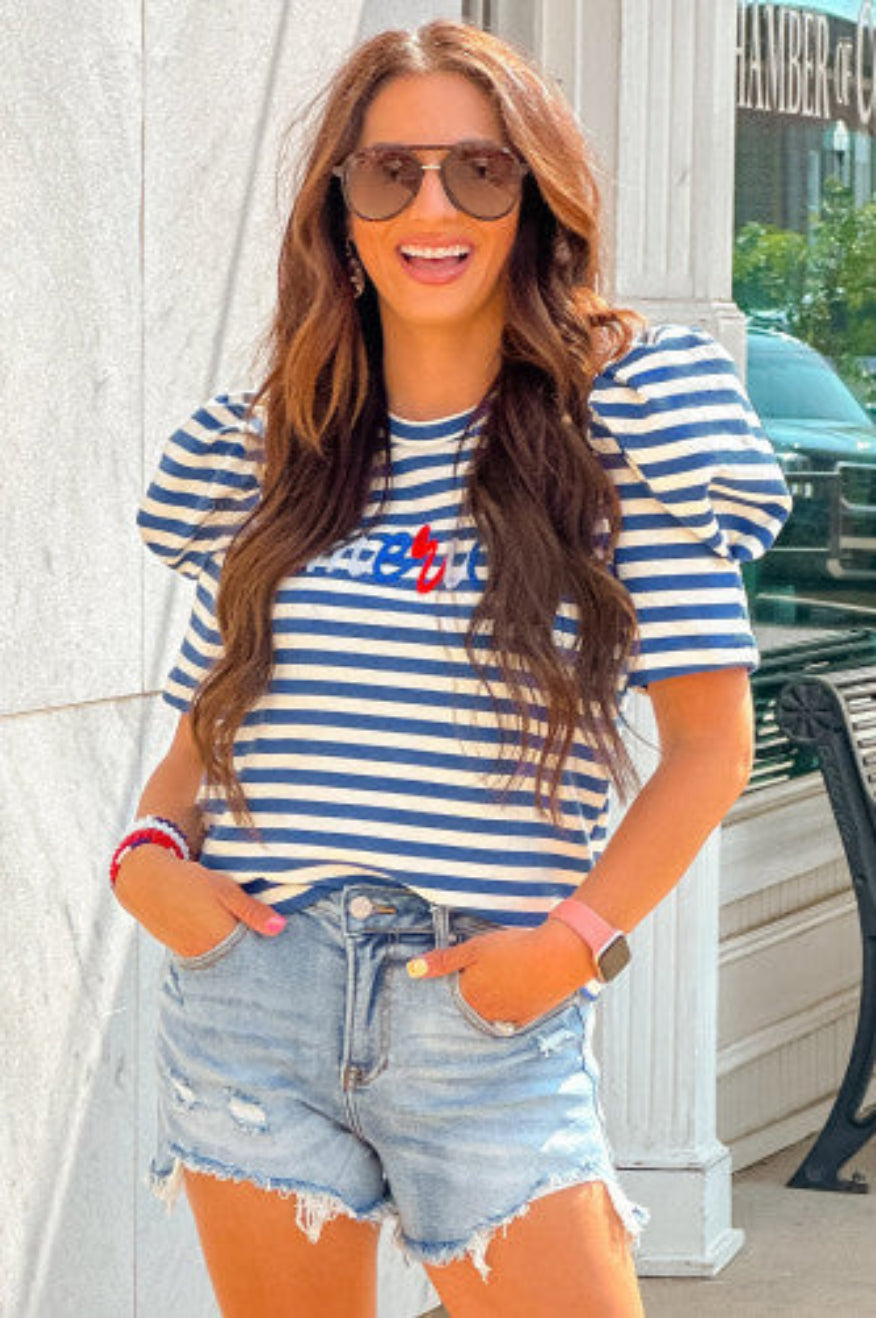 American Puff Sleeve Top Pretty Little Patriot