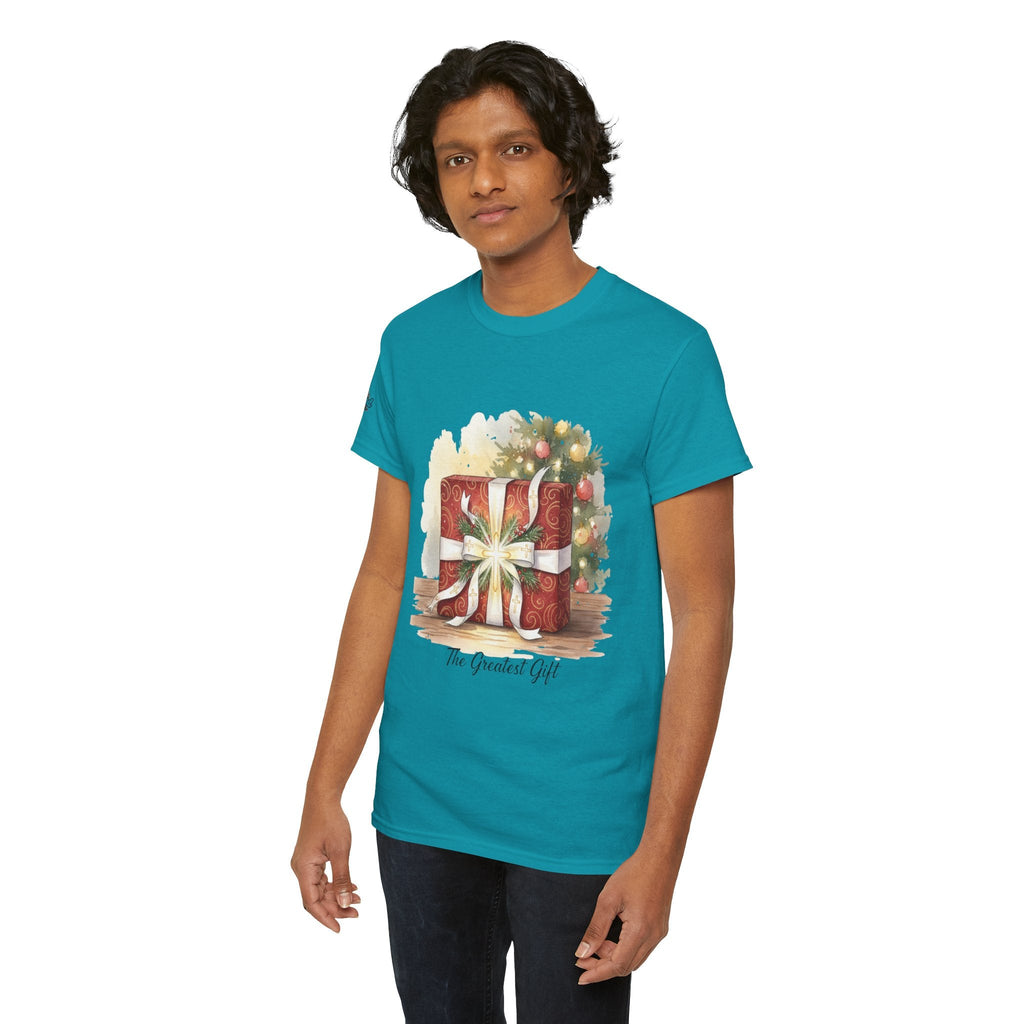The Greatest Gift T-shirt – Cross Bow Present Christian T-shirt for Christmas Salvation & Eternal Faith Printify