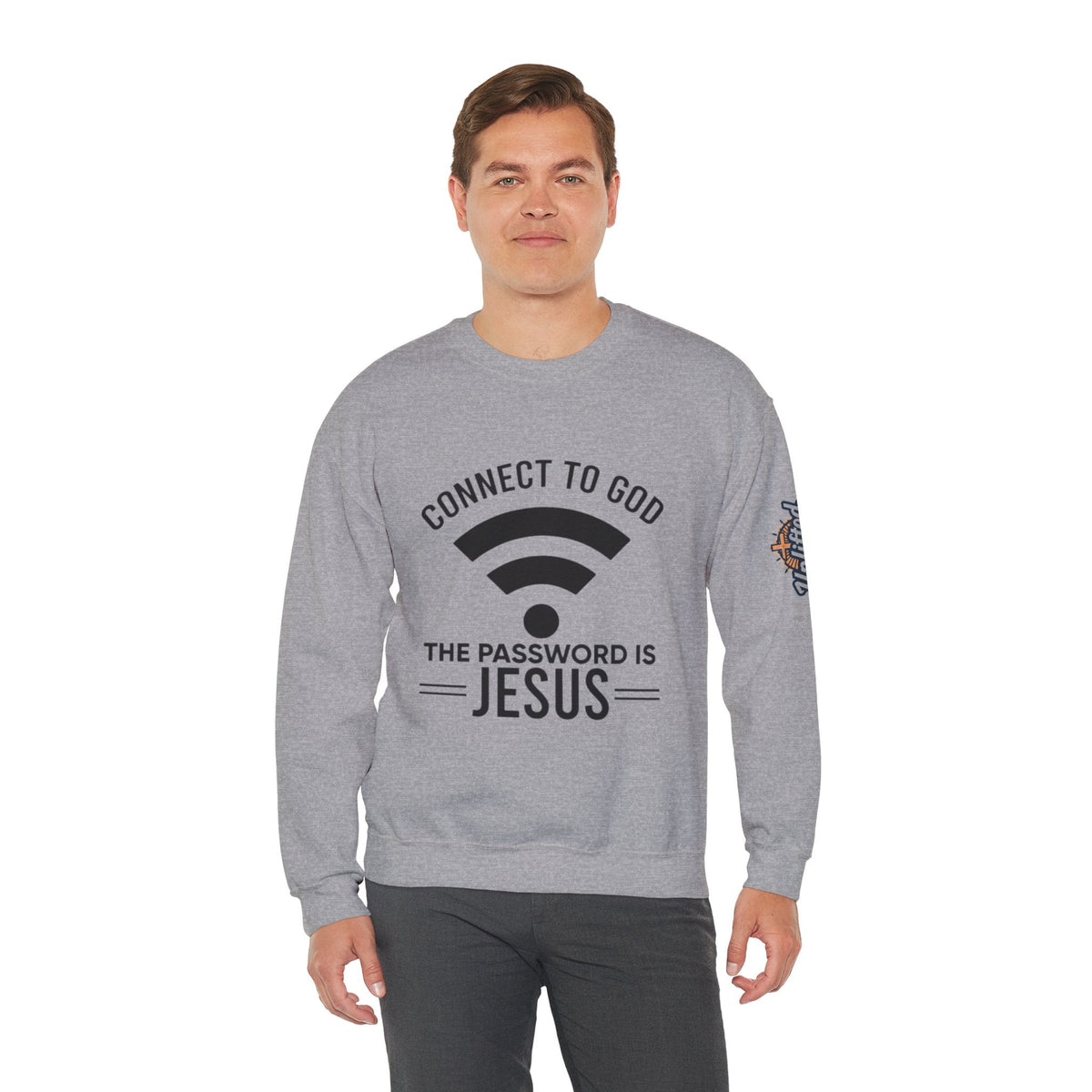Connect to God Sweatshirt - WIFI Password is Jesus - Funny Christian Faith Sweatshirt Printify