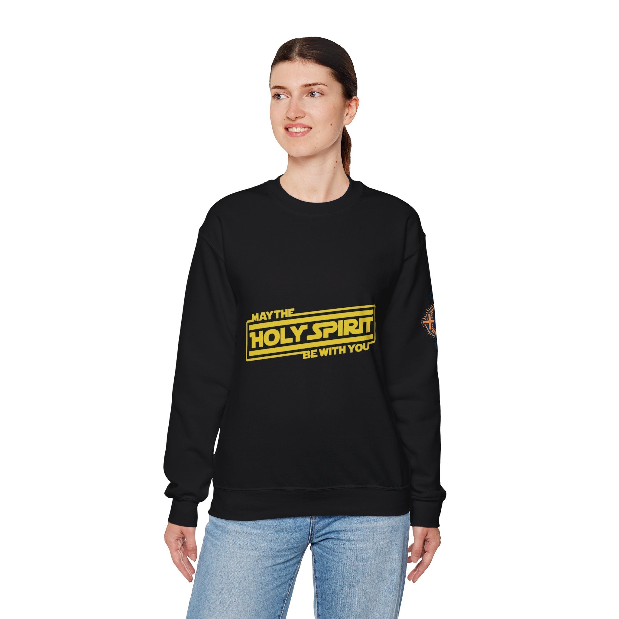 May the Holy Spirit Be With You Sweatshirt - Christian Star Wars Parody Sweatshirt Printify