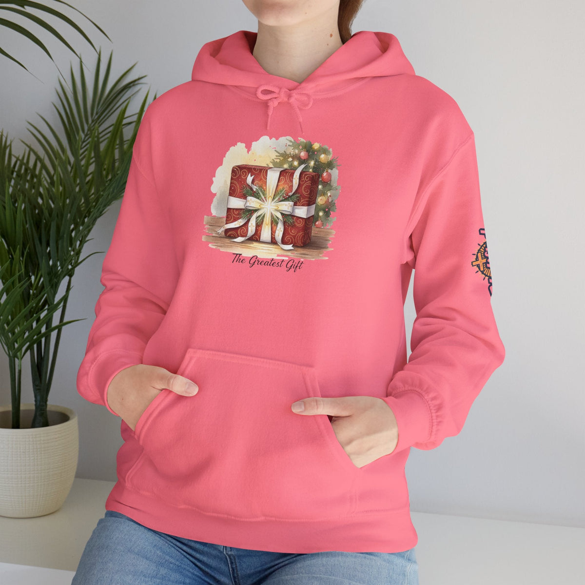 The Greatest Gift Hoodie – Cross Bow Present Christian Hoodie for Christmas Salvation & Eternal Faith Printify