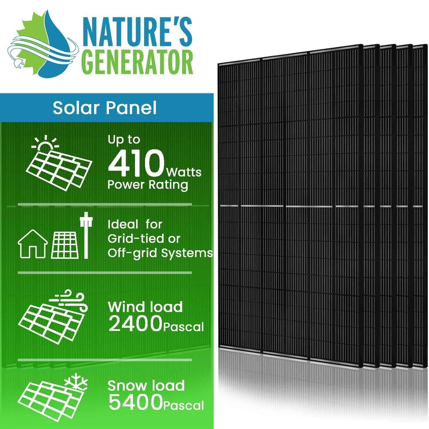410 Watt Monocrystalline Solar Panel (10 Pack) Nature's Generator