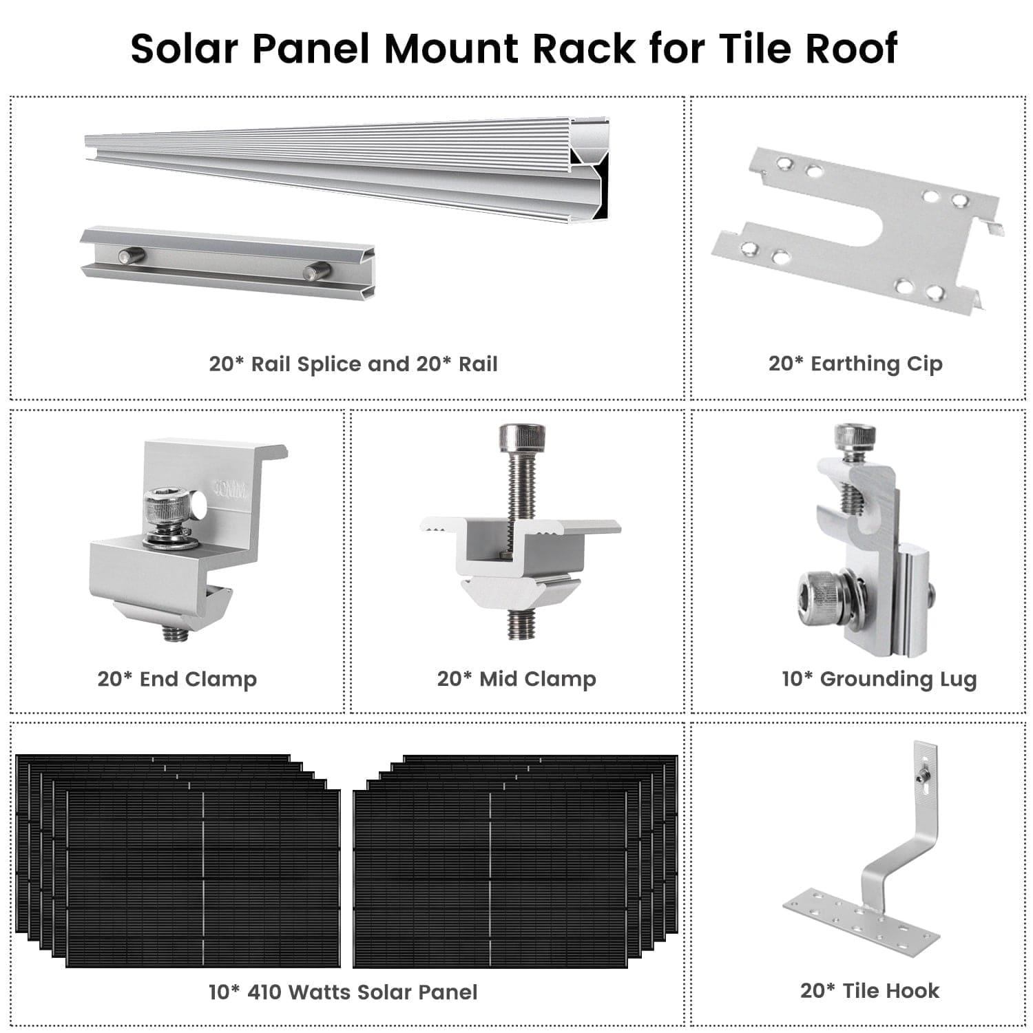 410 Watt Monocrystalline Solar Panel (10 Pack) With Solar Panel Mount Rack Nature's Generator