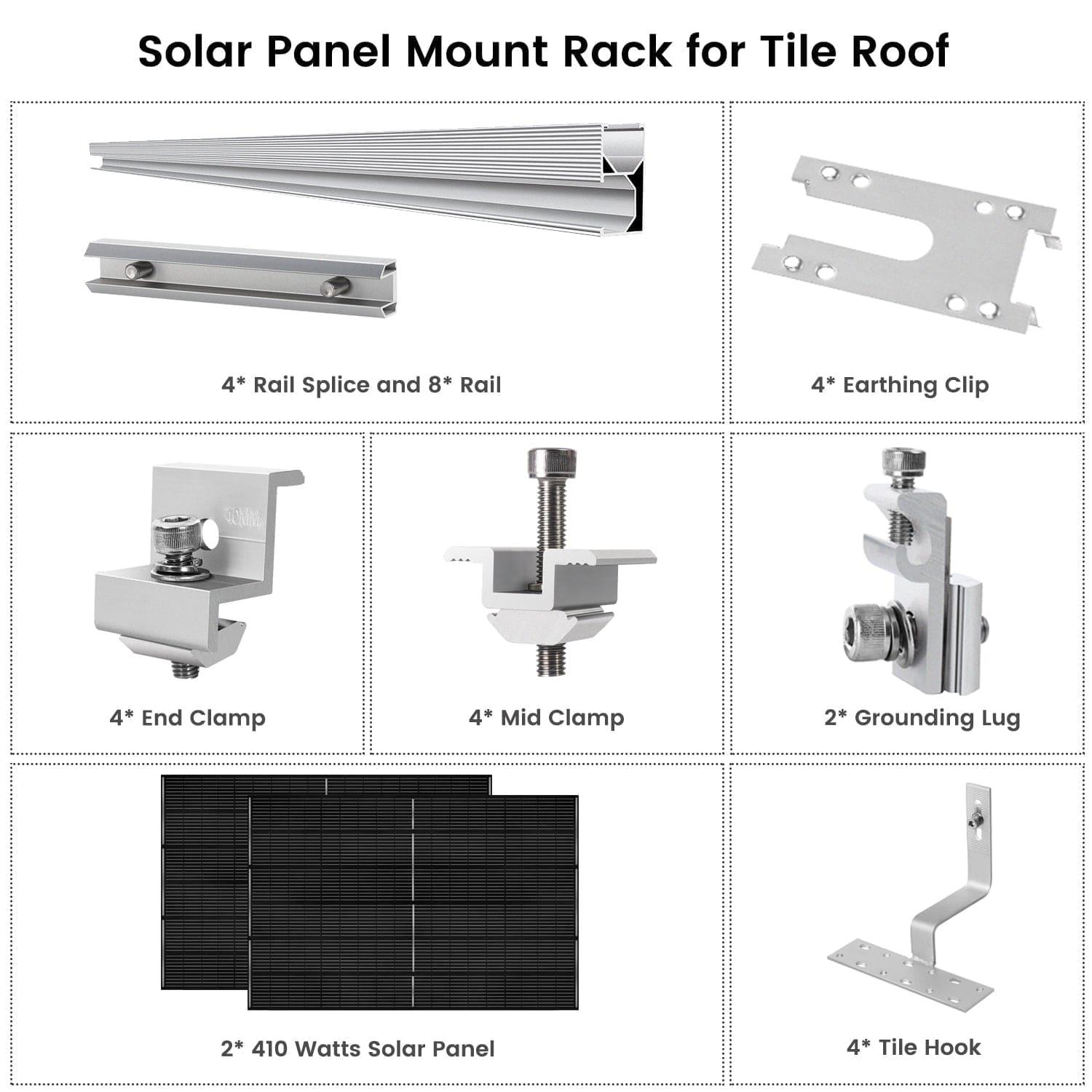 410 Watt Monocrystalline Solar Panel (2 Pack) With Solar Panel Mount Rack Nature's Generator