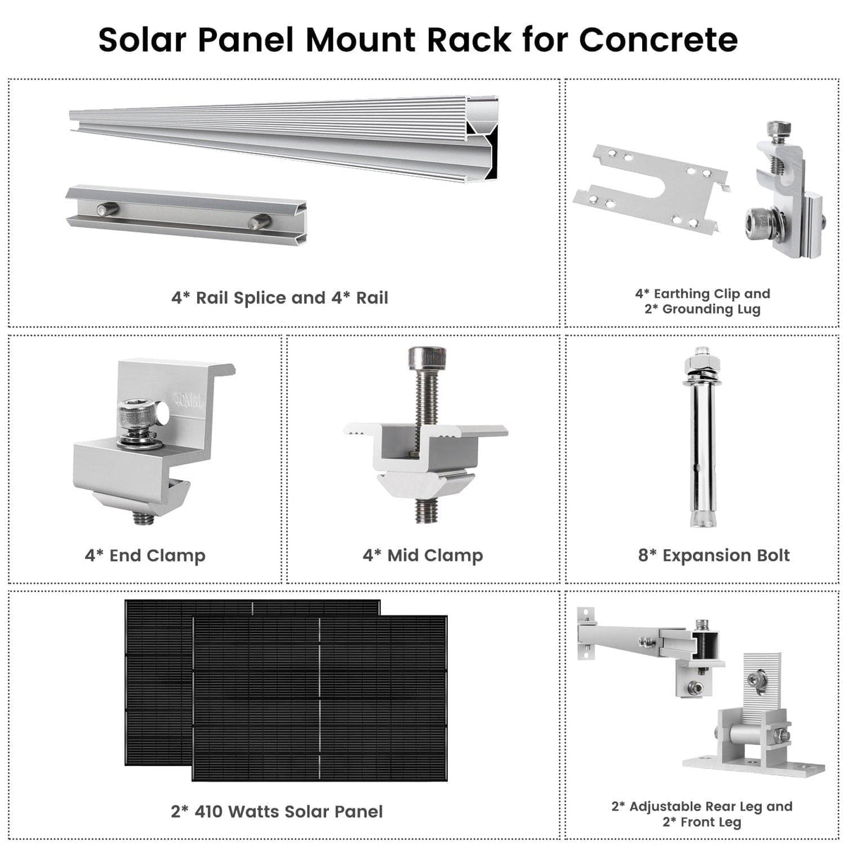 410 Watt Monocrystalline Solar Panel (2 Pack) With Solar Panel Mount Rack Nature's Generator