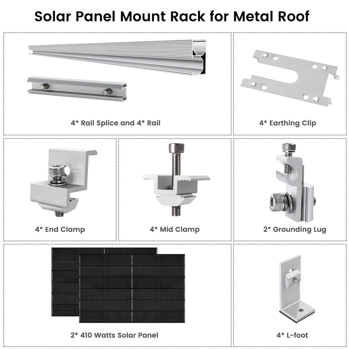410 Watt Monocrystalline Solar Panel (2 Pack) With Solar Panel Mount Rack Nature's Generator