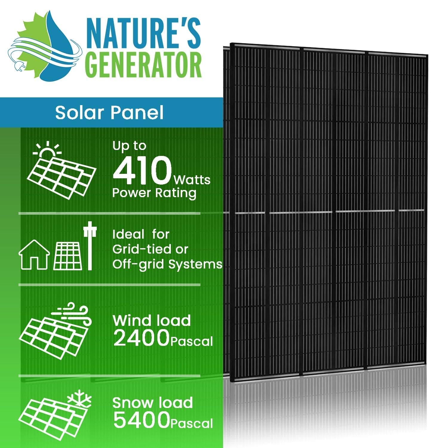410 Watt Monocrystalline Solar Panel (4 Pack) Nature's Generator