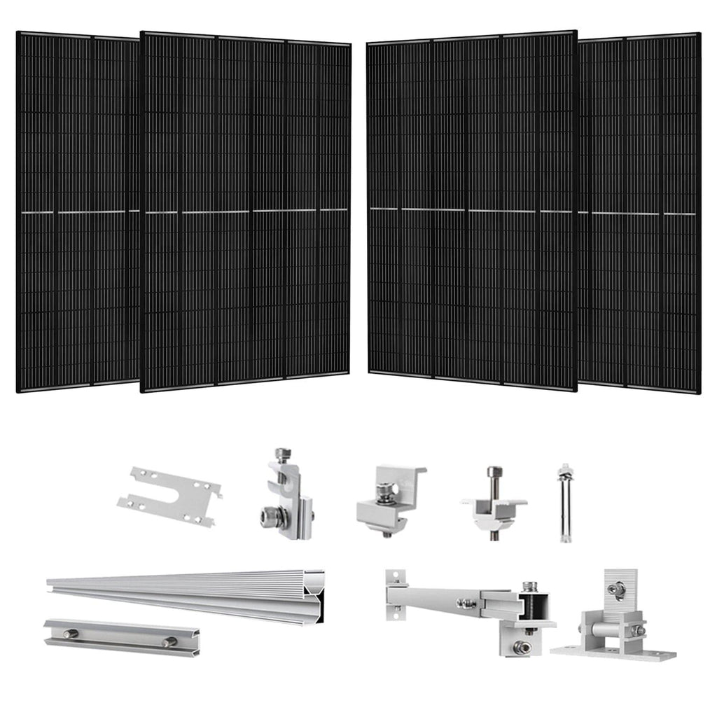 410 Watt Monocrystalline Solar Panel (4 Pack) With Solar Panel Mount Rack Nature's Generator