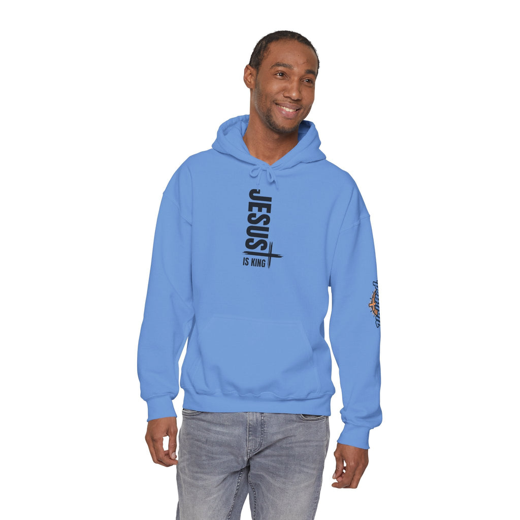 Jesus Is King Hoodie | Modern Typographic Cross Christian Hoodie Printify