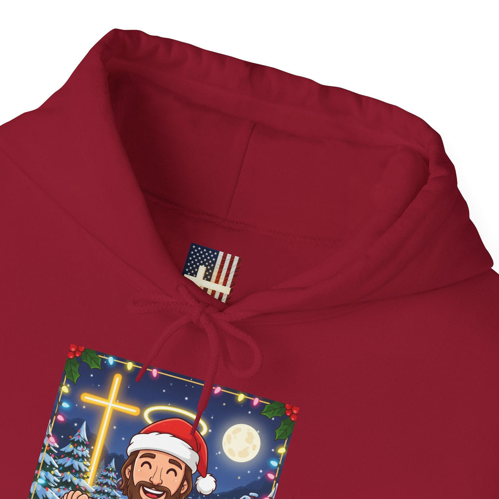 🎄 Make Christmas Great Again – Funny Christian Hoodie | Jesus Holding Banner | Faith-Based Holiday Parody Tee | Uplifted Gear Printify