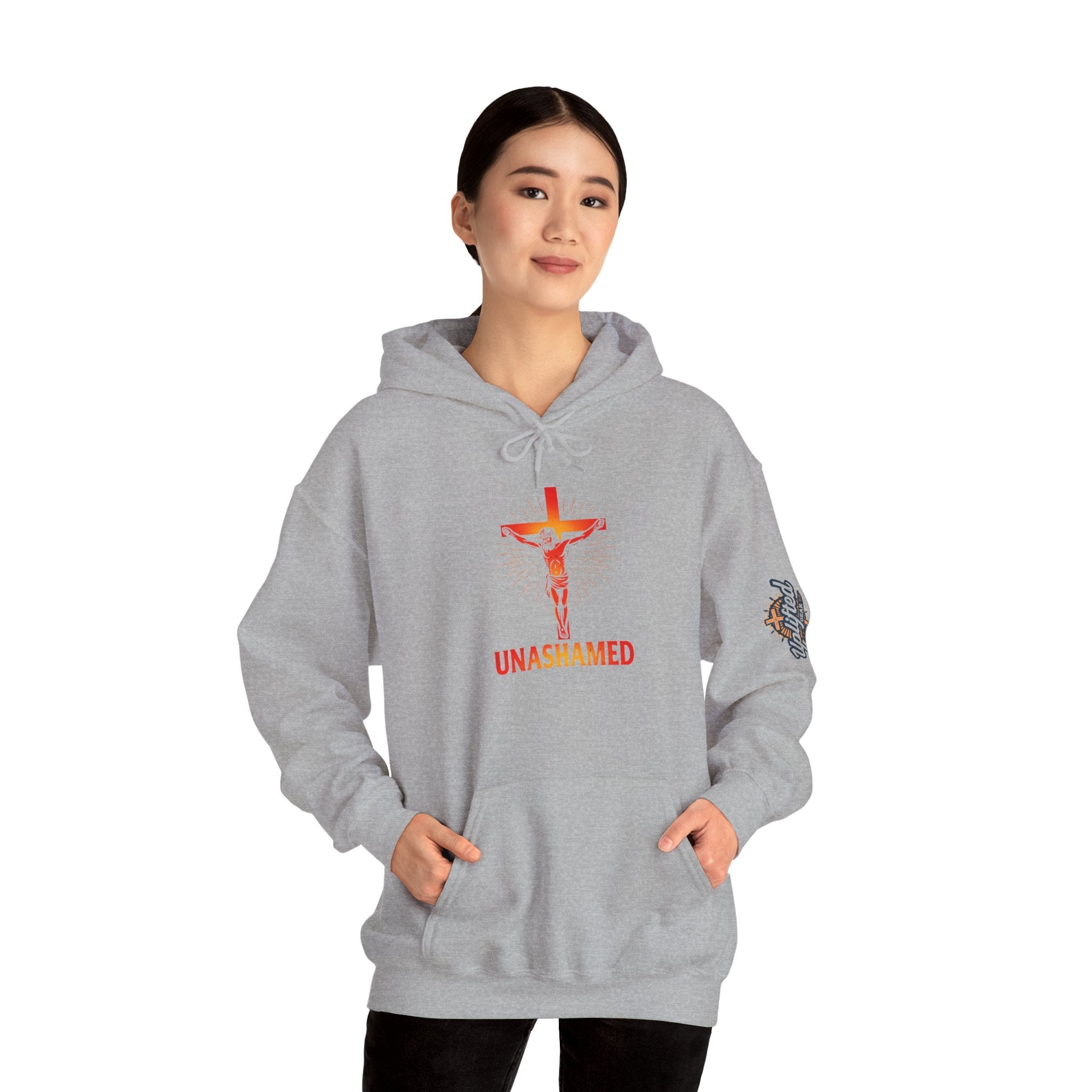 Unashamed Hoodie – Romans 1:16 Crucifixion Christian Sweatshirt for Bold Unwavering Faith Printify