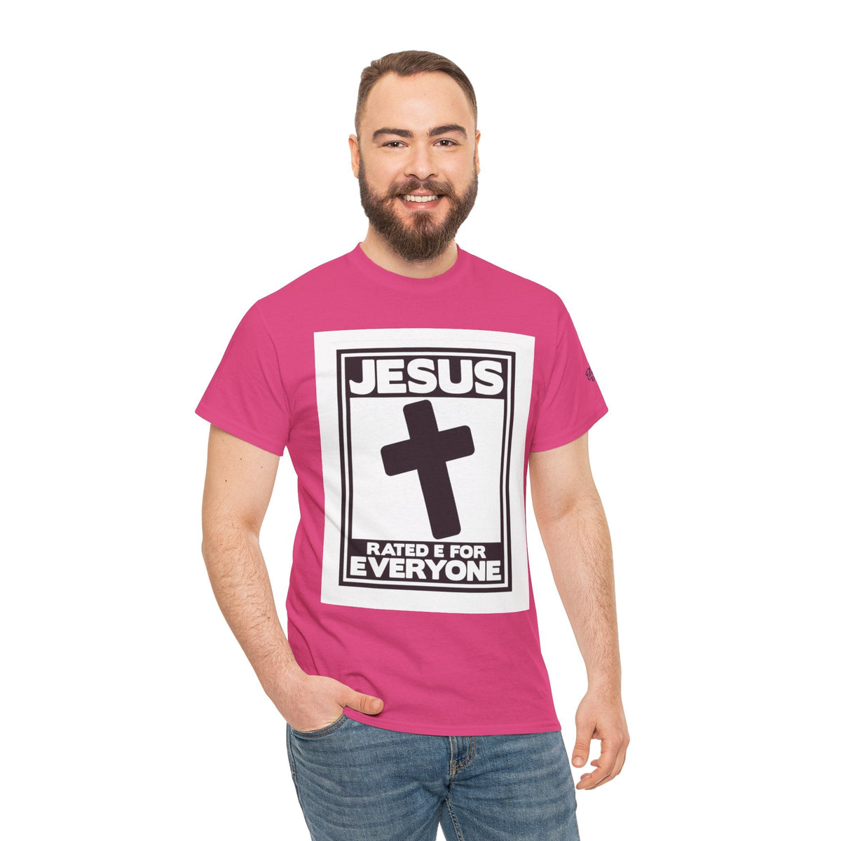 Jesus, Rated E for Everyone T-shirt - Gamer Faith T-shirt - Christian Video Game Parody Printify