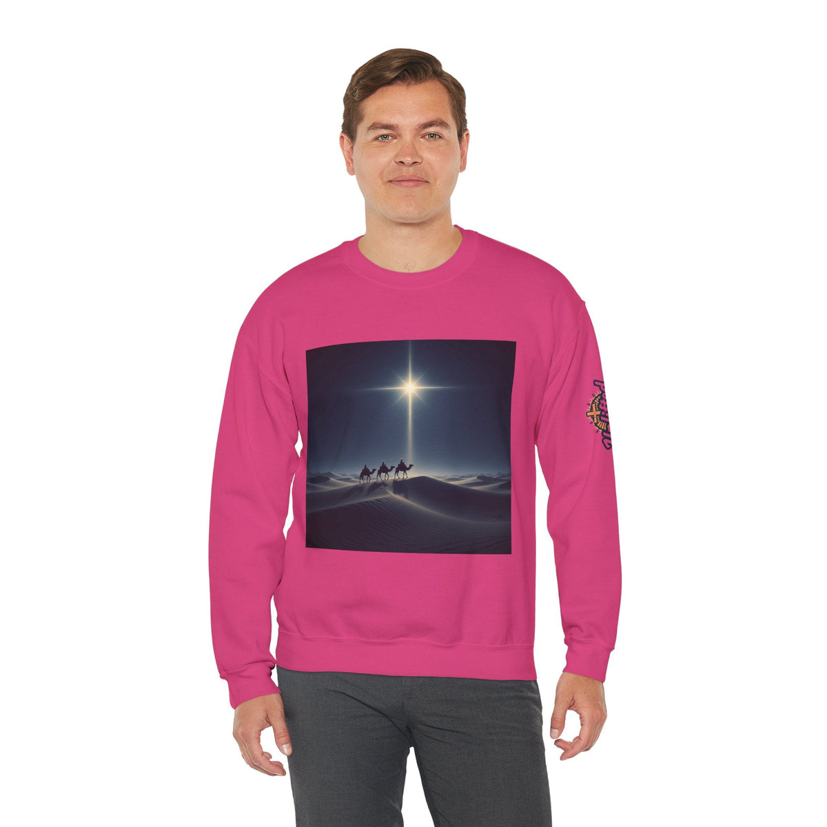 3 Wise Men Sweatshirt – Magi Camels Nativity Journey Christian Christmas Sweatshirt for Epiphany Faith & Holy Night Printify
