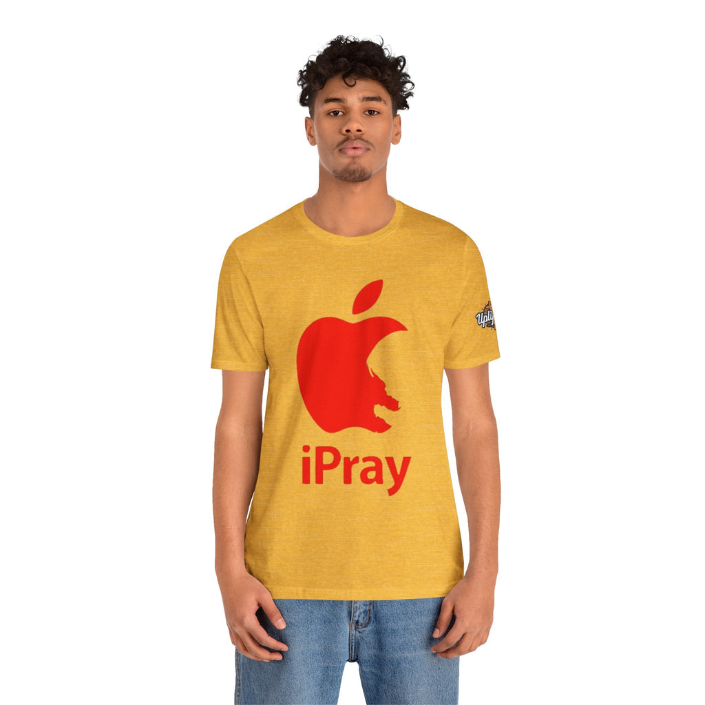 iPray Red Apple Christian T-Shirt — Faith Graphic Tee Printify