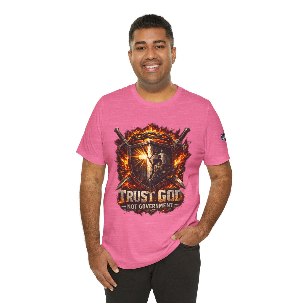 Trust God Not Government Shield Tee — Patriotic Christian Faith T-Shirt Printify
