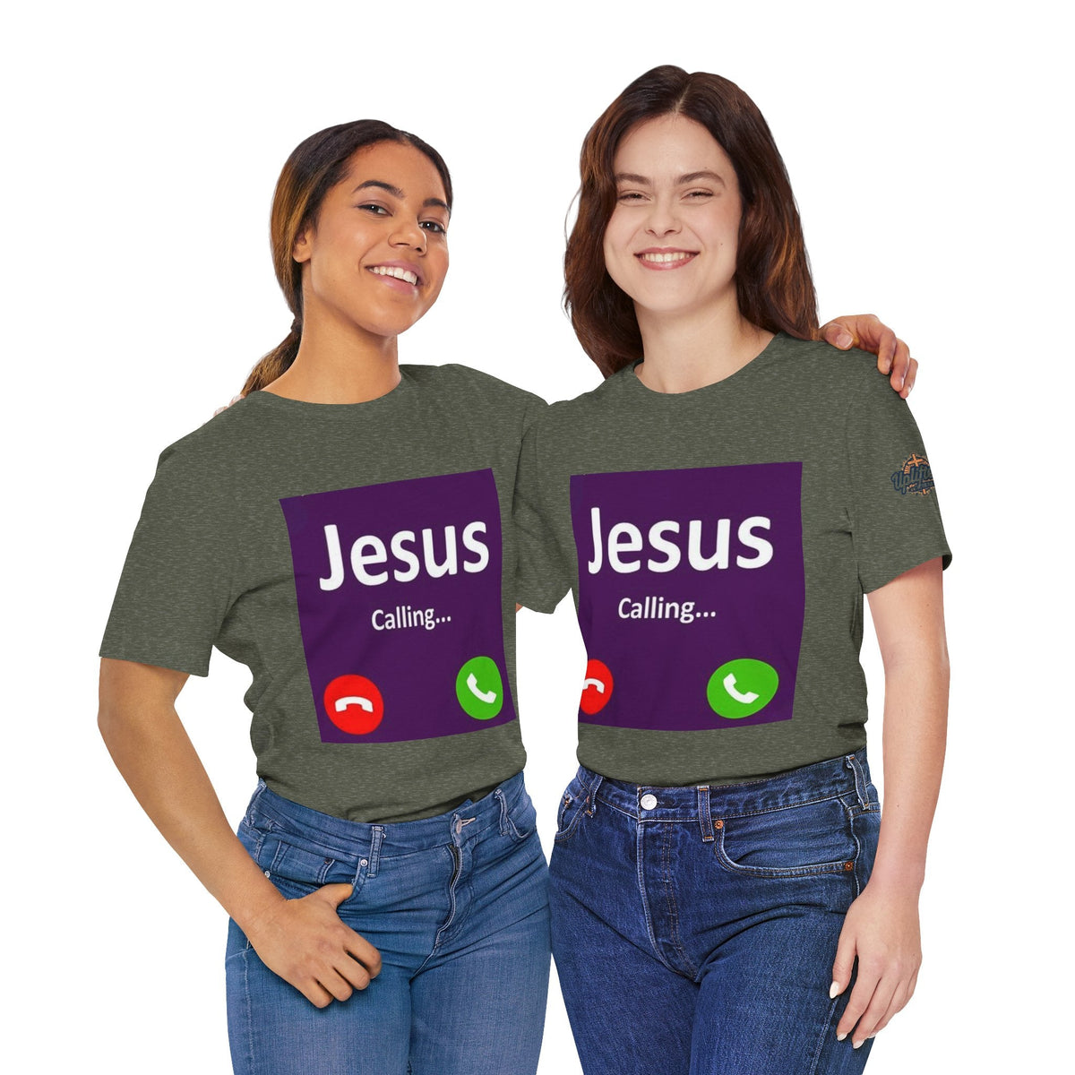 Jesus Calling T-shirt – Funny Cell Phone Screen Christian T-shirt for Divine Connection & Faith Humor Printify