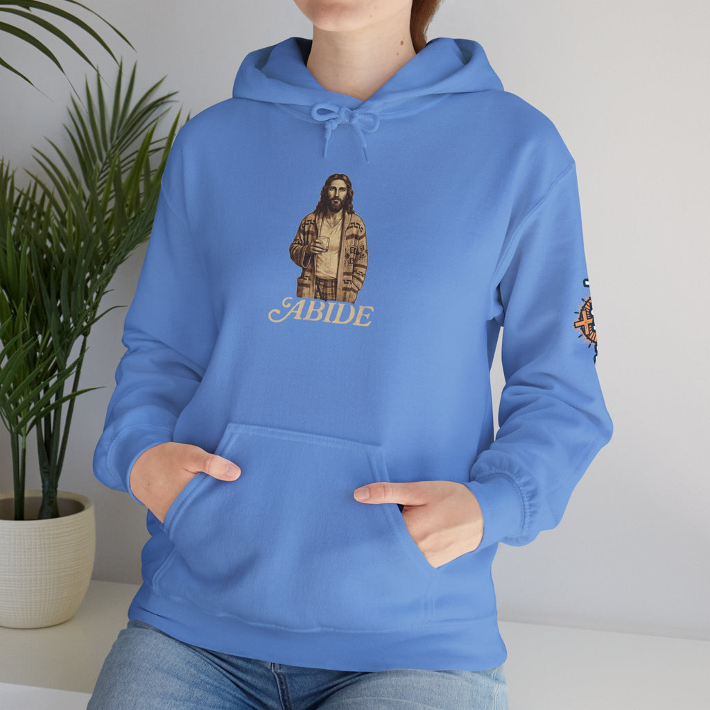 Abide Jesus Hoodie — Vintage 'The Dude' Religious Graphic Hoodie Printify