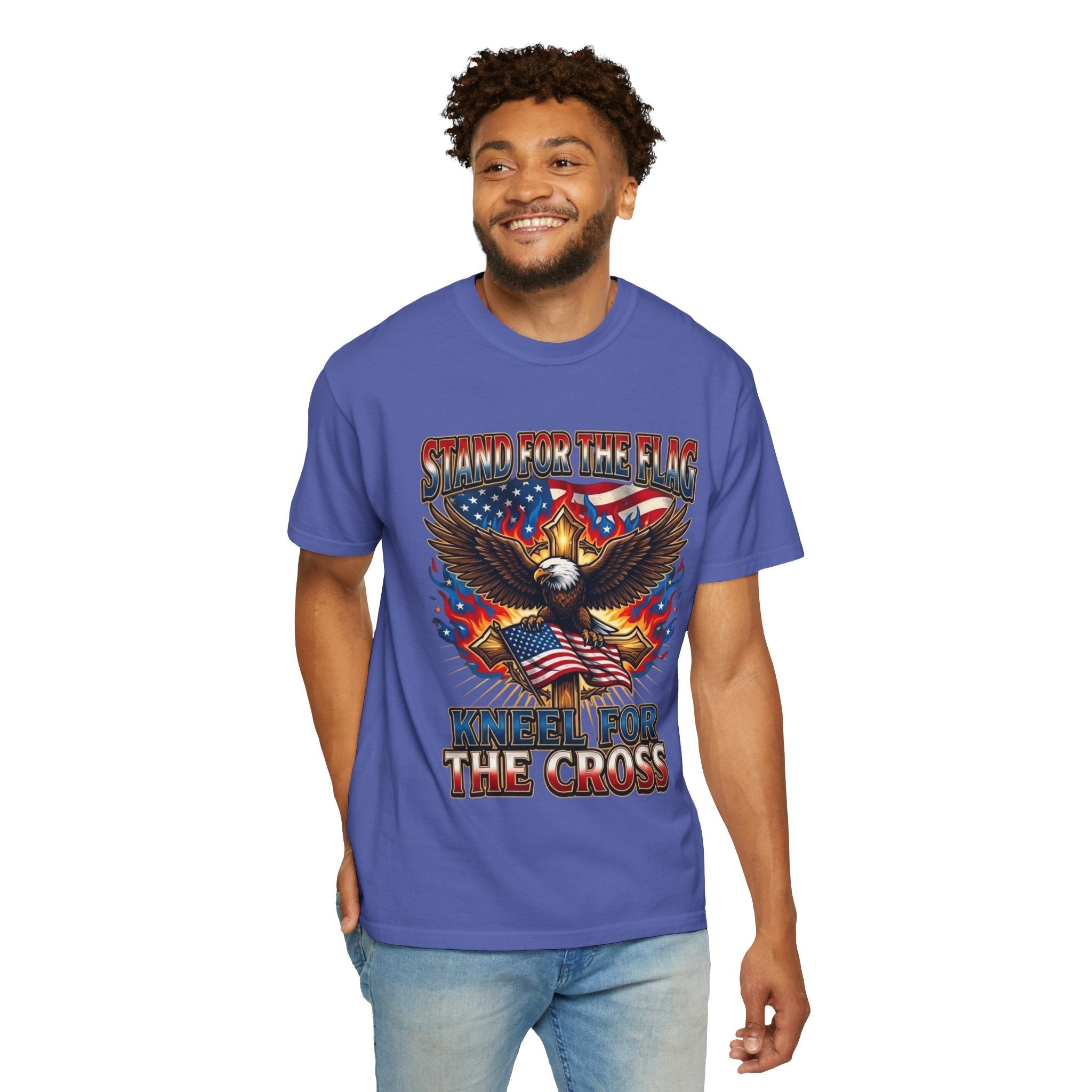 Stand for the Flag Kneel for the Cross T-shirt | Patriotic Eagle T-shirt Printify
