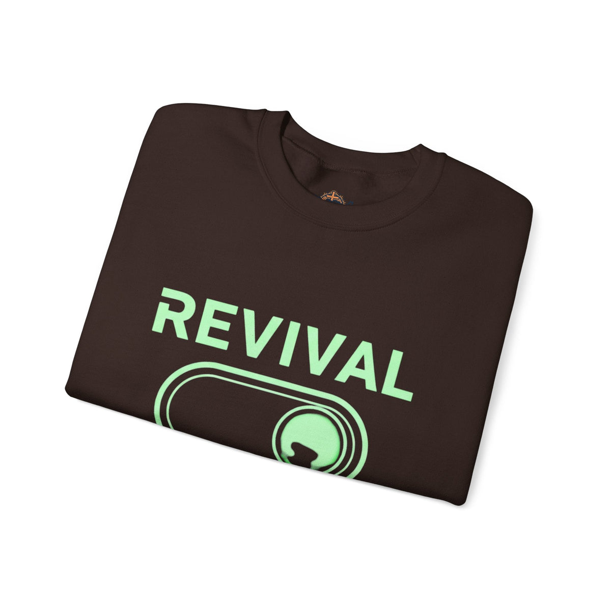 🔥 Revival Mode: ON – Christian Techwear Sweatshirt | Glowing Green Faith Switch | Futuristic Jesus Shirt | Activate Your Spiritual Awakening | Uplifted Gear Printify
