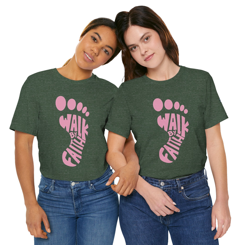 Walk By Faith Footprint T-Shirt Printify