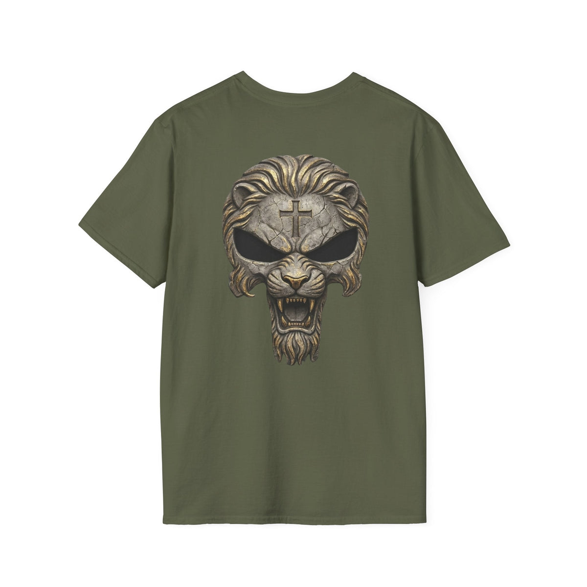 Lion of Judah Skull Christian T-shirt - Warrior Faith Cross T-shirt Printify