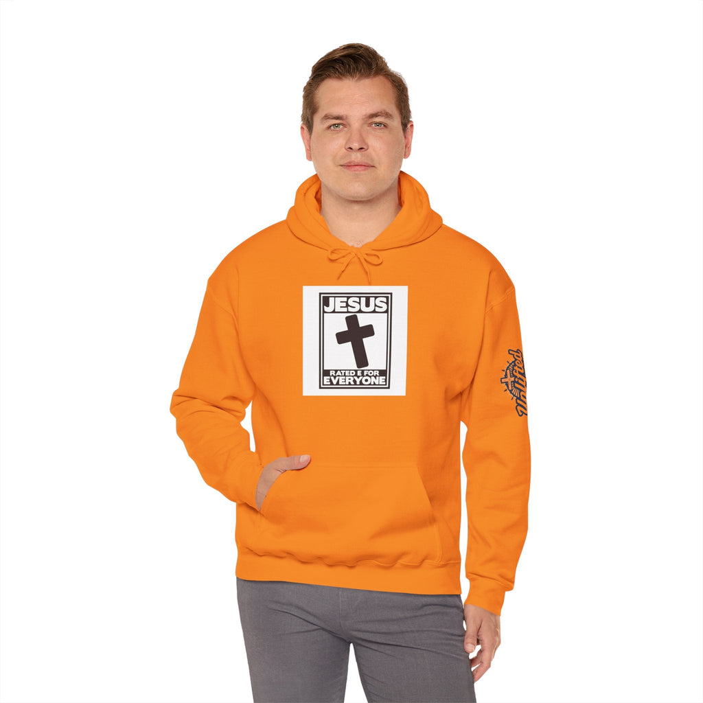 Jesus, Rated E for Everyone Hoodie - Gamer Faith Hoodie - Christian Video Game Parody Printify