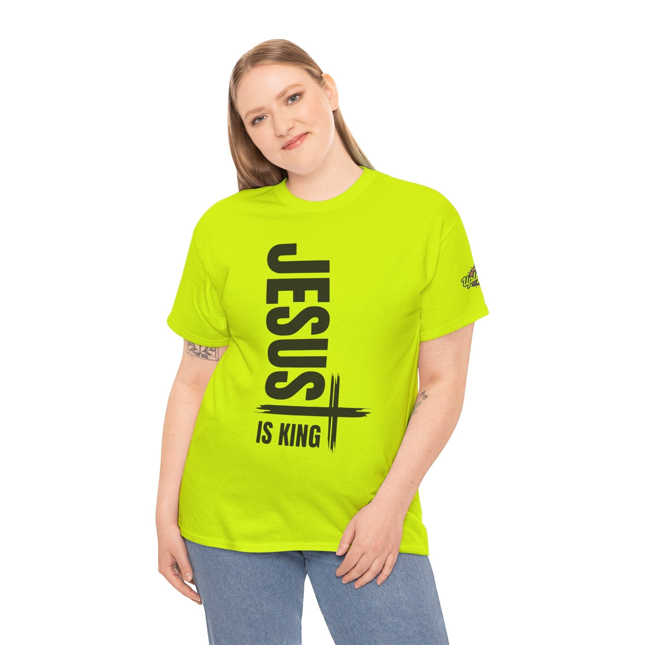 Jesus Is King T-shirt | Modern Typographic Cross Christian T-shirt Printify