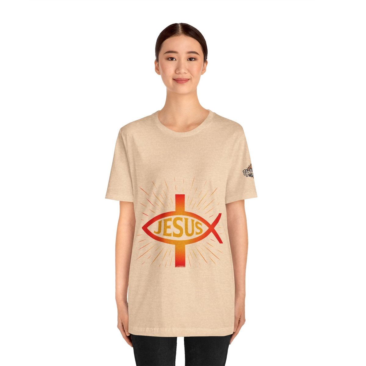 Jesus Ichthys T-shirt – Christian Fish Symbol with Cross & Jesus Inscription T-shirt for Eternal Faith & Streetwear Printify