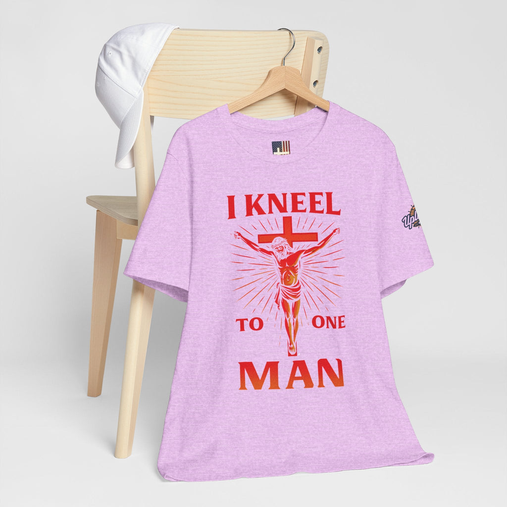 I Kneel to One Man T-shirt – Crucifixion Christian T-shirt for Unashamed Devotion & Bold Faith Printify