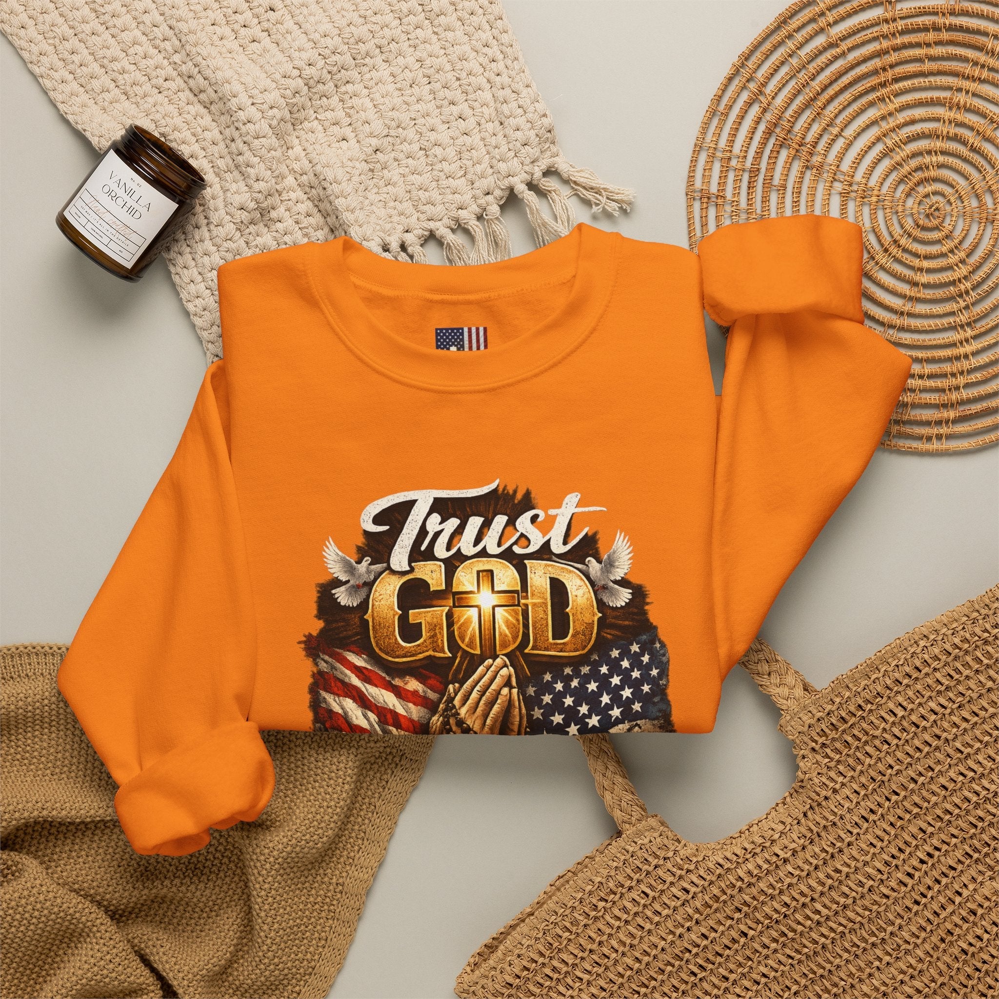 Trust God Not Government Sweatshirt — Vintage Patriotic Christian Sweatshirt Printify