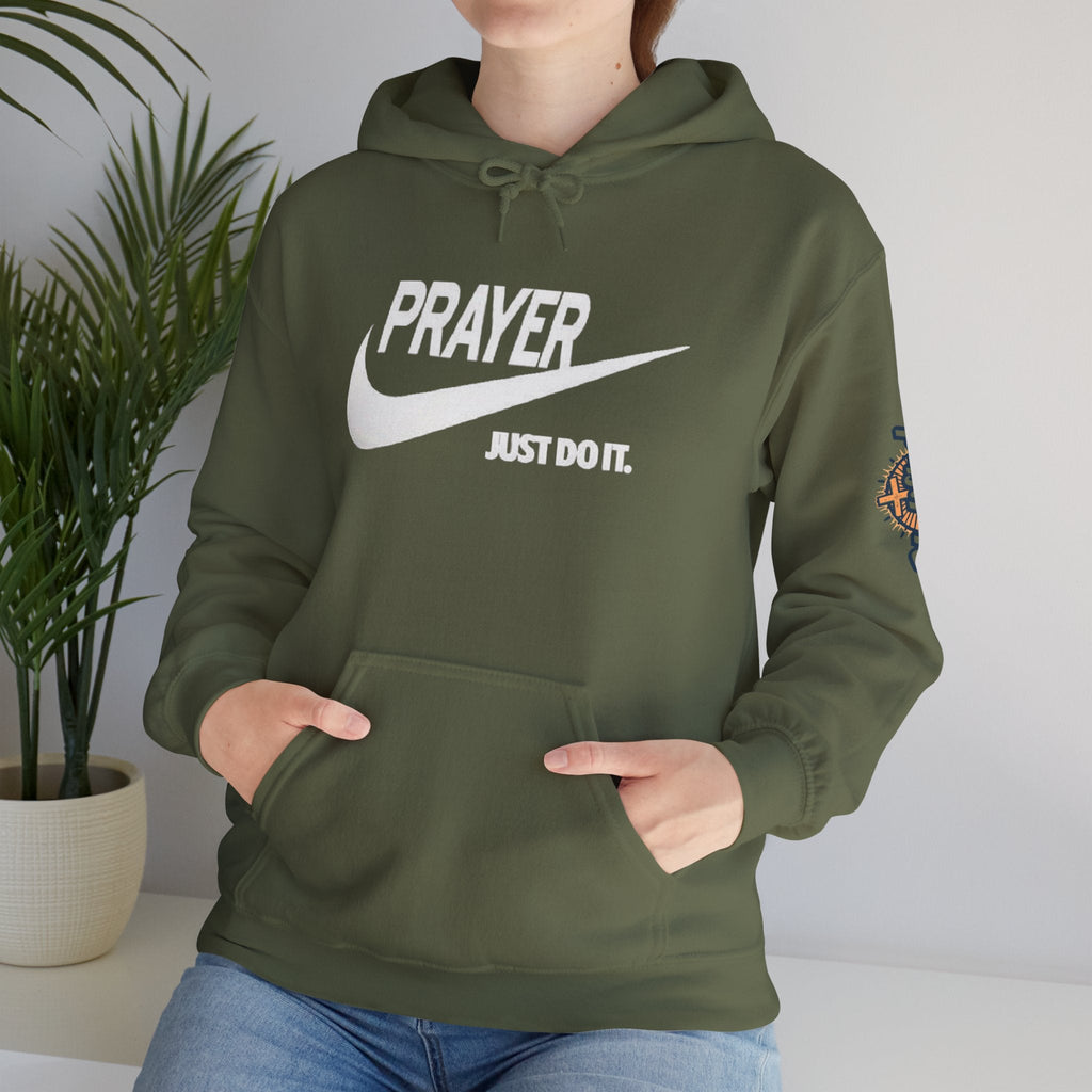 Prayer Just Do It Hoodie - Funny Christian Nike Parody Hoodie - Faith Gear Printify