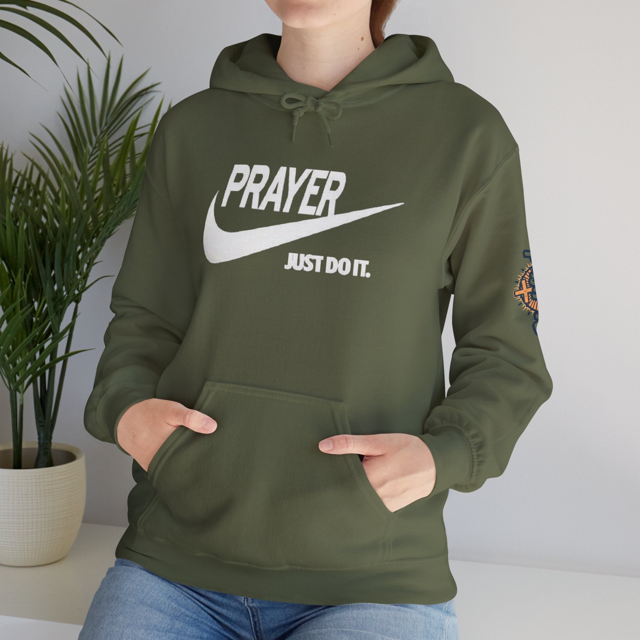 Prayer Just Do It Hoodie - Funny Christian Nike Parody Hoodie - Faith Gear Printify