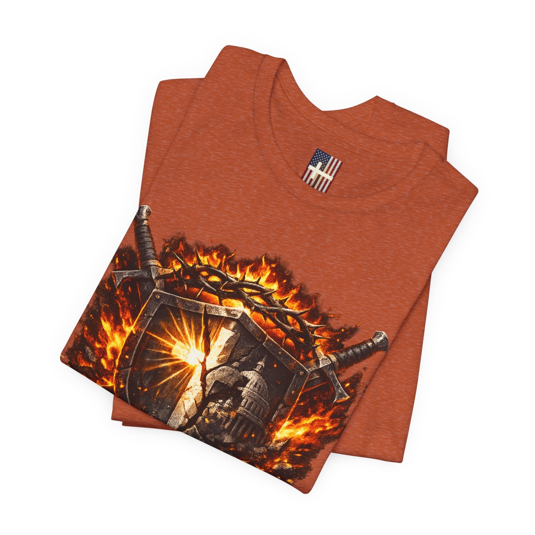 Trust God Not Government Shield Tee — Patriotic Christian Faith T-Shirt Printify