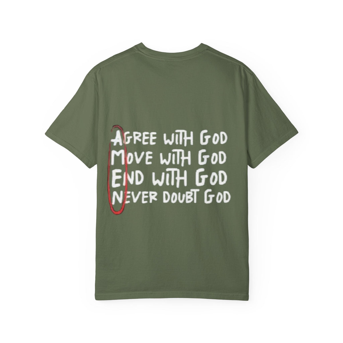 AMEN Acronym T-Shirt – Always Agree with God Move with God End with God Never Doubt God Christian Tee for Unwavering Faith Printify