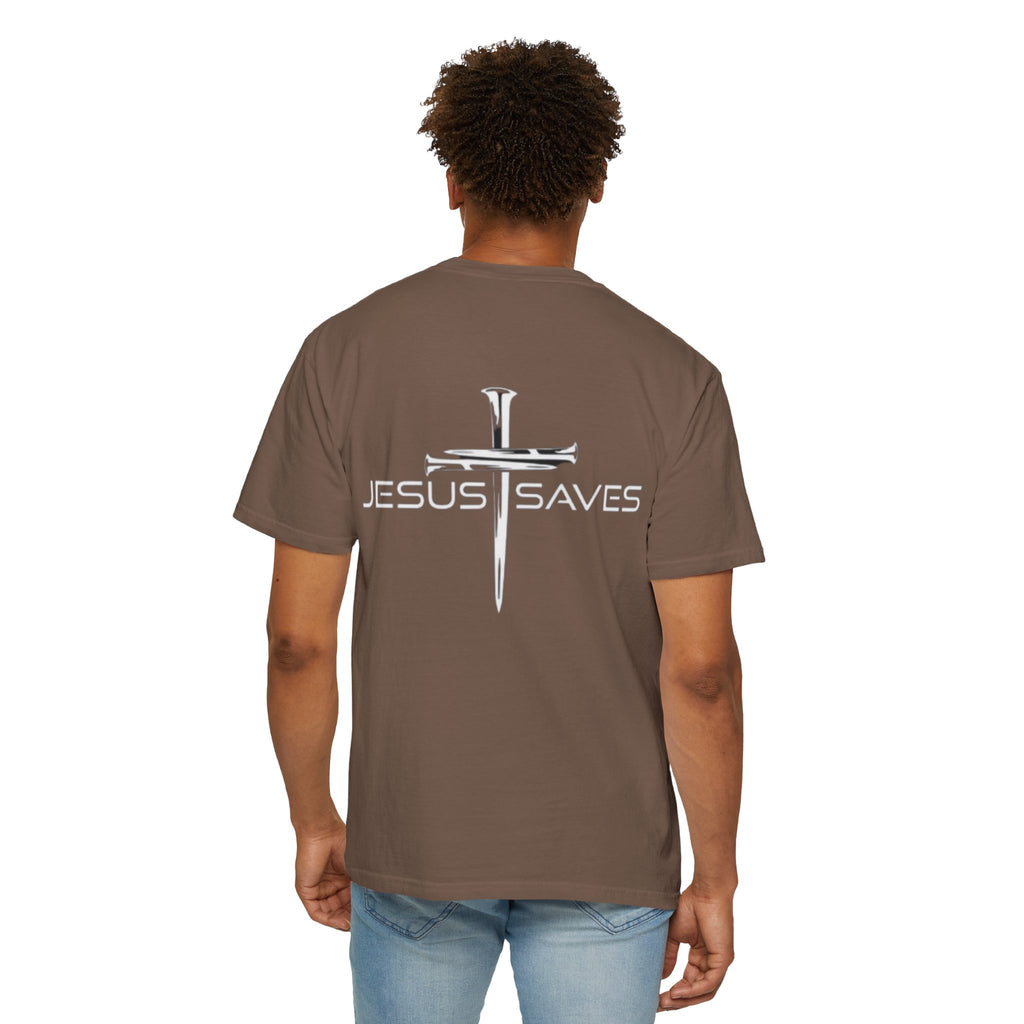 Jesus Saves T-shirt – 3 Nails Crucifix Cross Christian T-shirt for Redemption Faith & Bold Salvation
