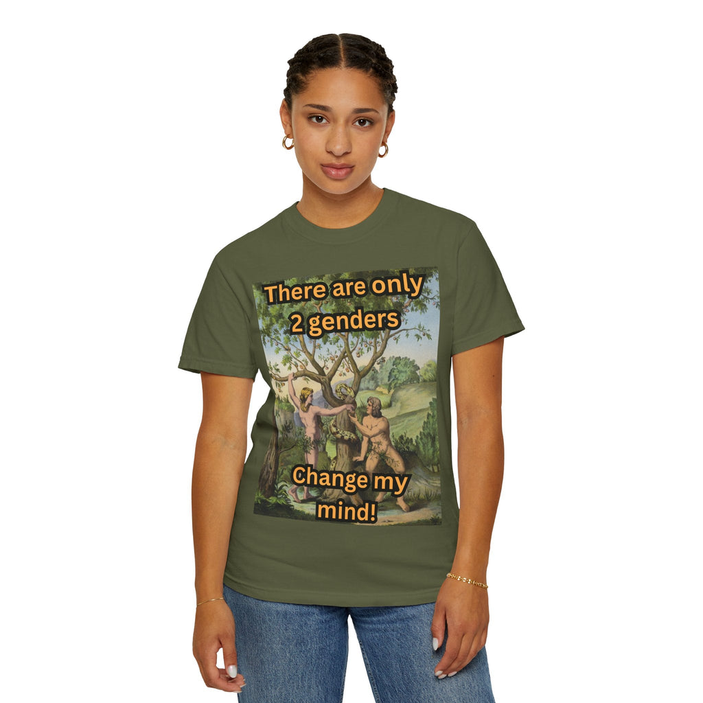 There Are Only 2 Genders T-Shirt – Adam & Eve Cross Christian Tee for Bold Faith Printify