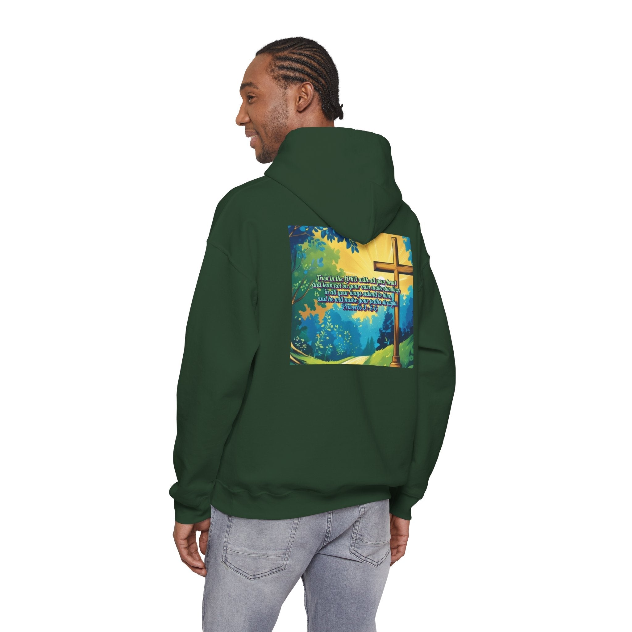 Trust in The Lord Proverbs 3:5-6 Biblical Design Unisex Heavy Blend™ Hooded Sweatshirt Printify