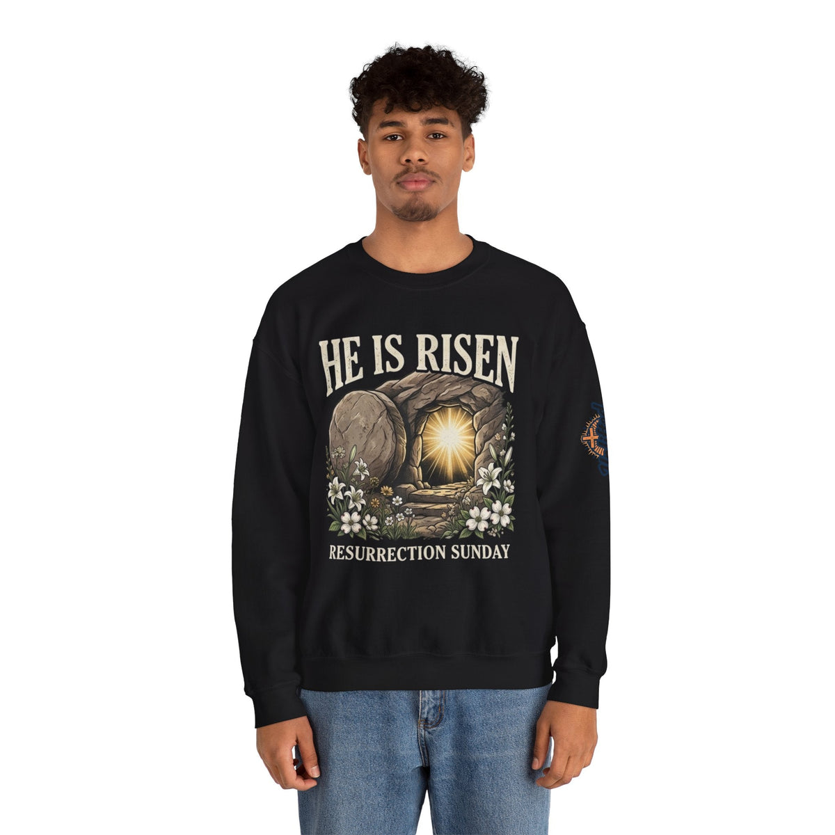 He Is Risen Sweatshirt — Jesus Christ Resurrection Easter Sweatshirt Printify