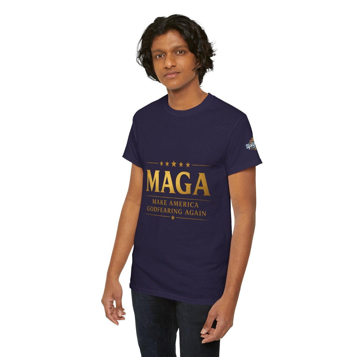 MAGA Gold Letter T-Shirt — "Make America Great Again" Printify