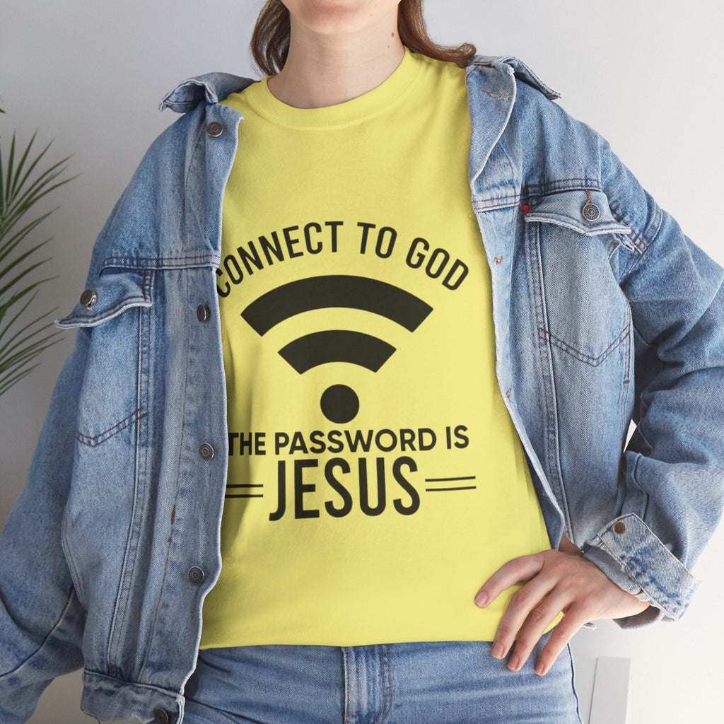 Connect to God T-shirt - WIFI Password is Jesus - Funny Christian Faith T-shirt Printify