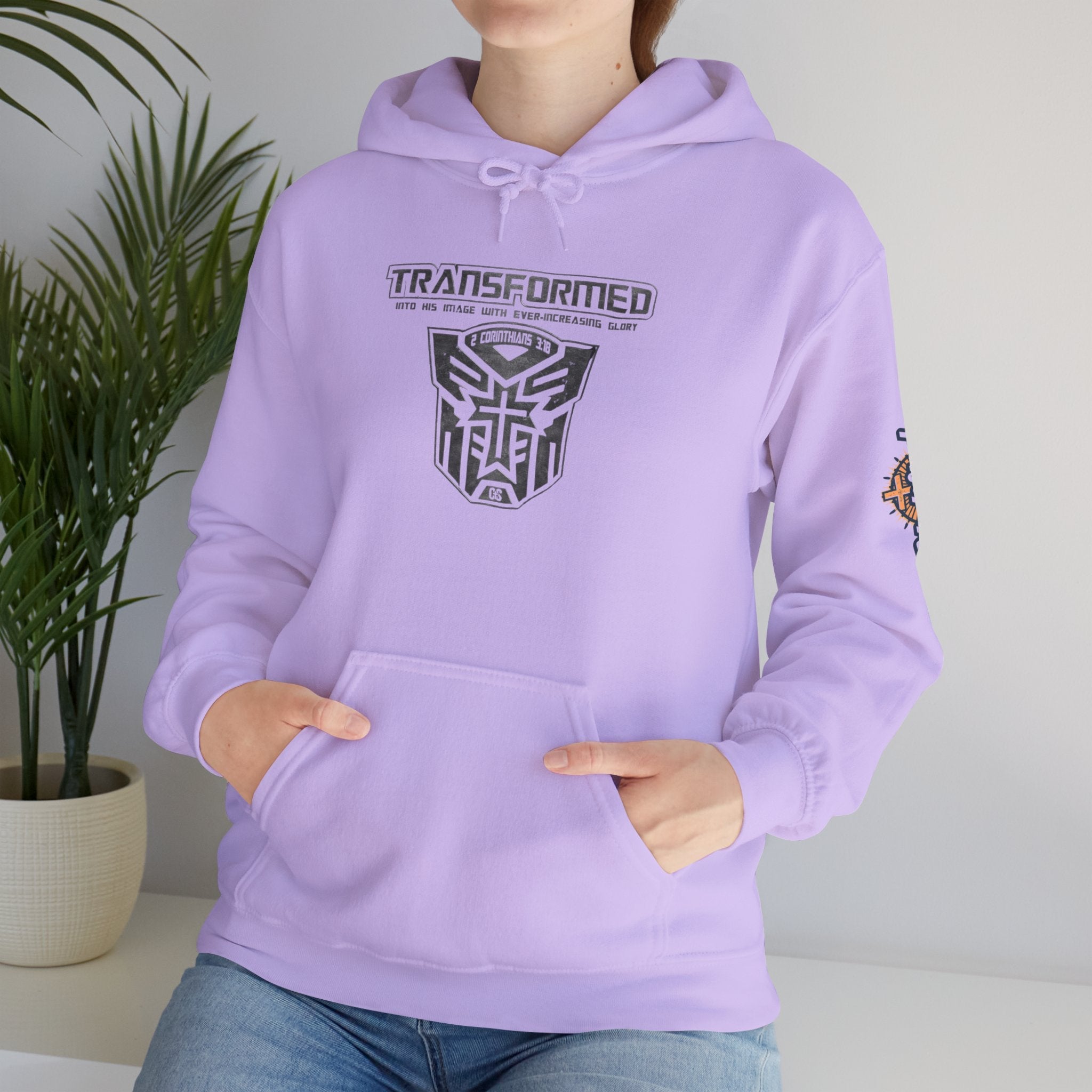 Transformer Logo Christian Hoodie | 2 Corinthians 3:18 Bible Verse Hoodie Printify