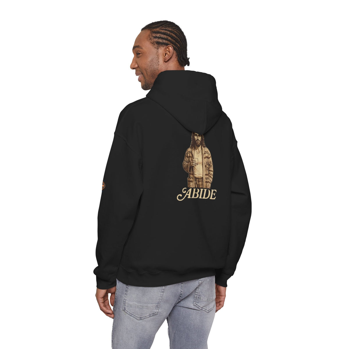 Abide Jesus Hoodie — Vintage 'The Dude' Religious Graphic Hoodie Printify