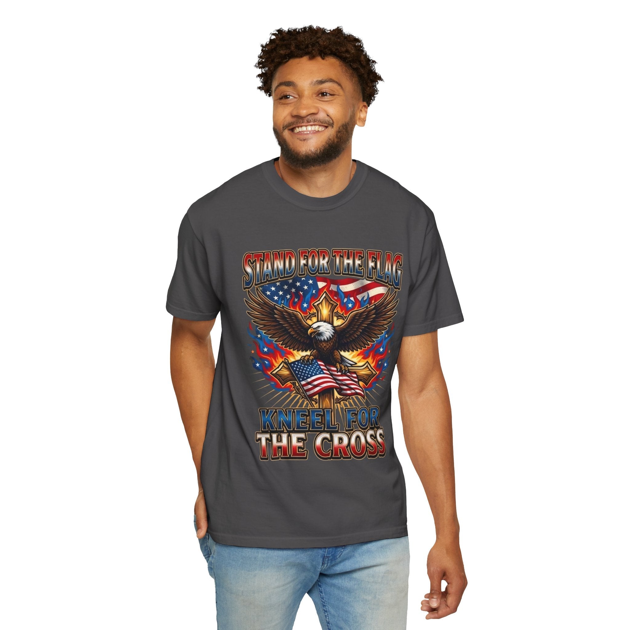 Stand for the Flag Kneel for the Cross T-shirt | Patriotic Eagle T-shirt Printify