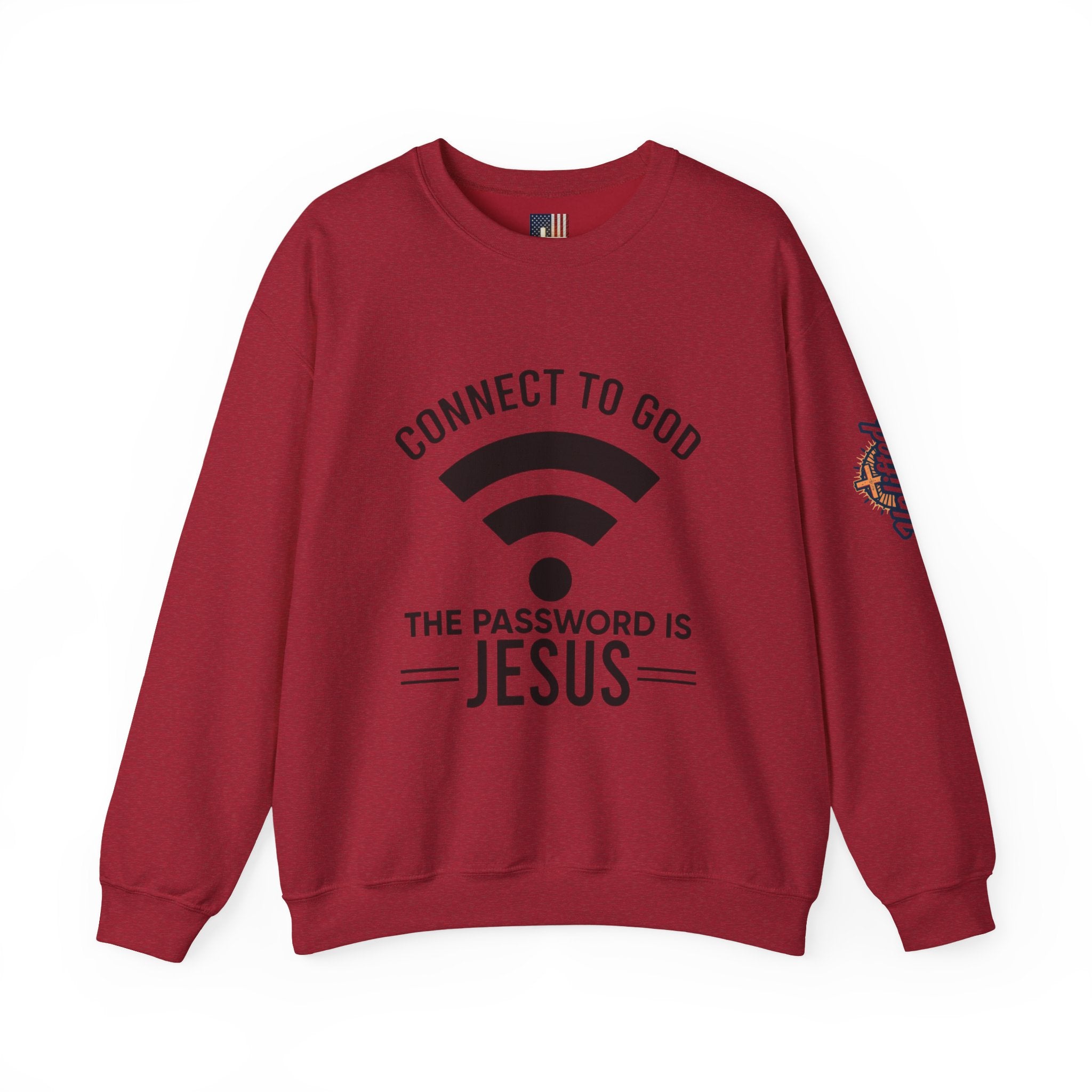 Connect to God Sweatshirt - WIFI Password is Jesus - Funny Christian Faith Sweatshirt Printify