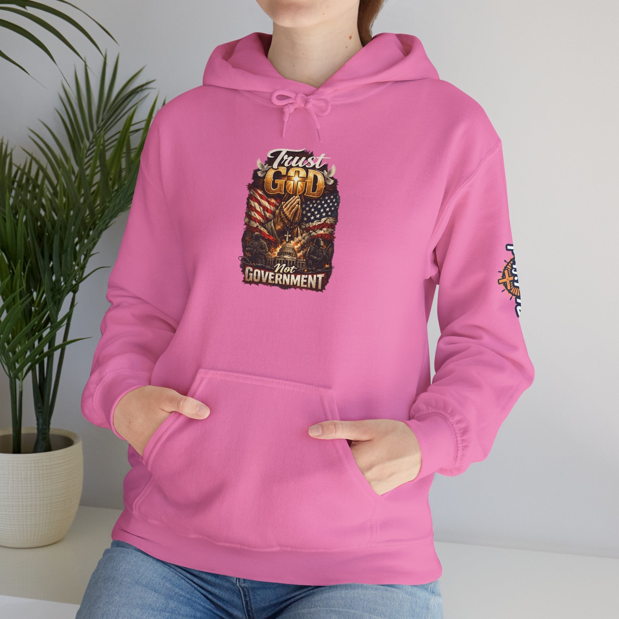 Trust God Not Government Hoodie — Vintage Patriotic Christian Hoodie Printify