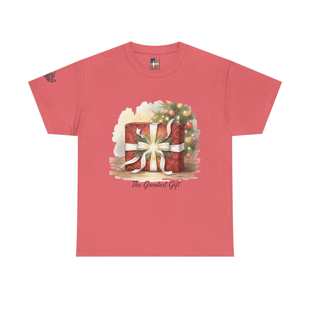 The Greatest Gift T-shirt – Cross Bow Present Christian T-shirt for Christmas Salvation & Eternal Faith Printify