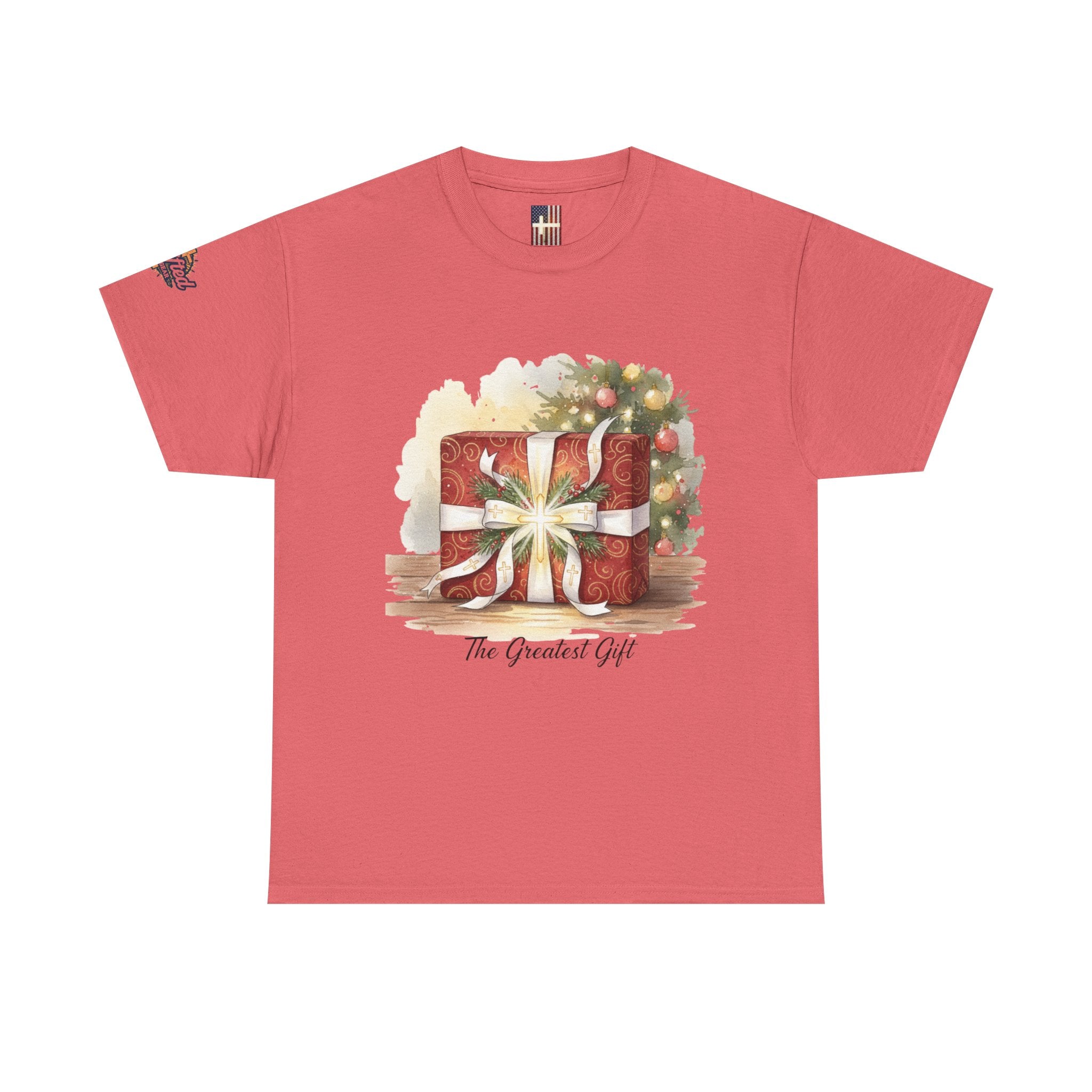 The Greatest Gift T-shirt – Cross Bow Present Christian T-shirt for Christmas Salvation & Eternal Faith Printify