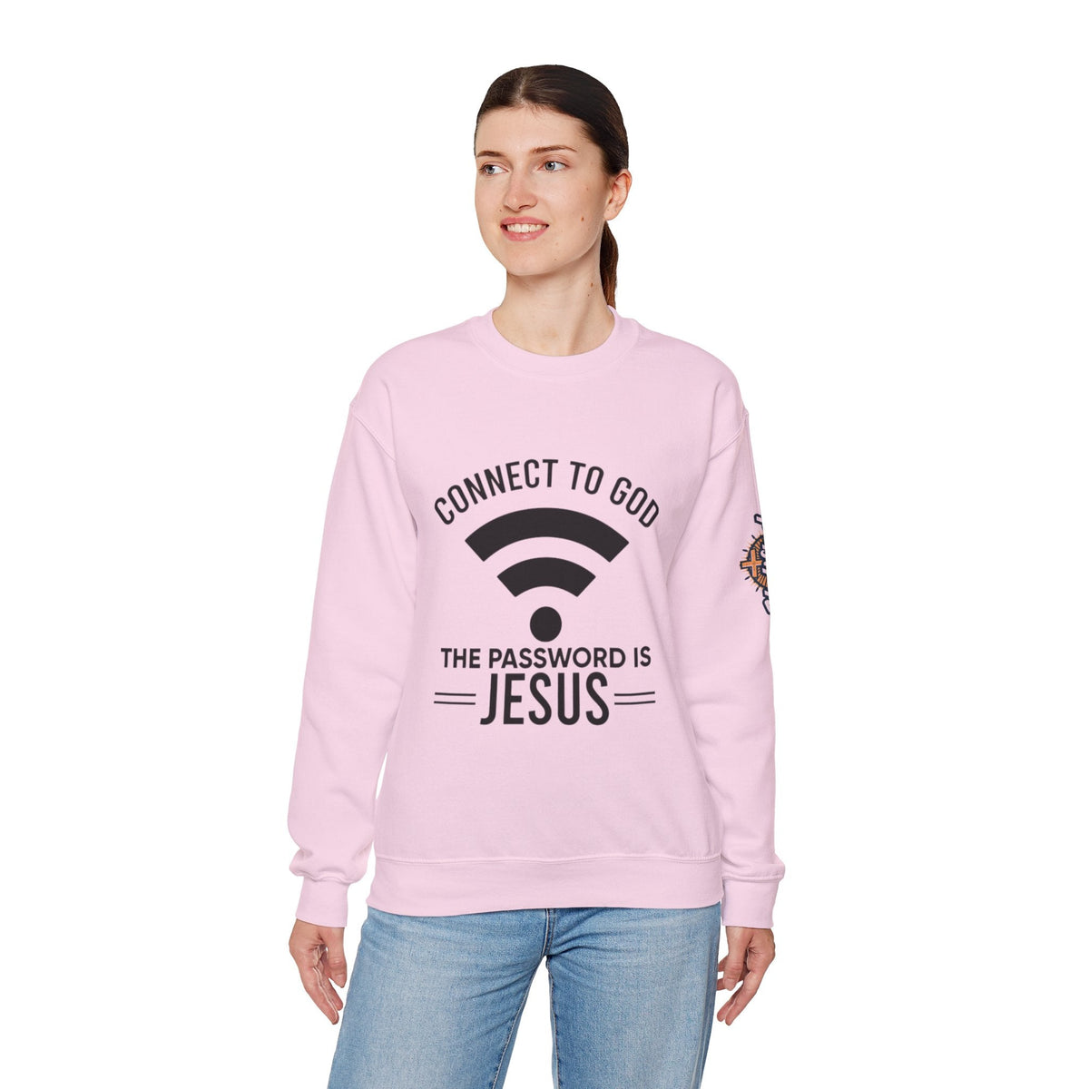 Connect to God Sweatshirt - WIFI Password is Jesus - Funny Christian Faith Sweatshirt Printify