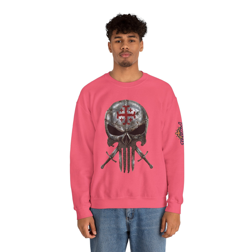 Crusader Knight Christian Skull Sweatshirt - Warrior Armor of God Sweatshirt Printify
